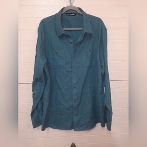 Travis Mathew Mens Blue Long Sleeve Button Down Shirt